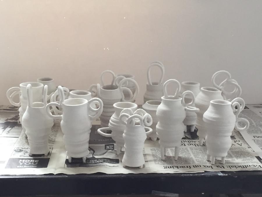 Unfired Porcelian Vases, 4" - 10" H