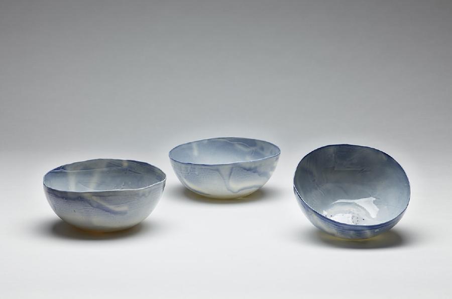 2010-2016, porcelain clay with underglaze and glaze, 3"H x 7" diameter