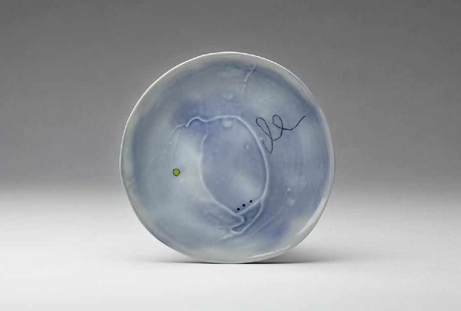 2010-2016, porcelain clay with underglaze and glaze, 1/2" H x 7-1/2" diameter