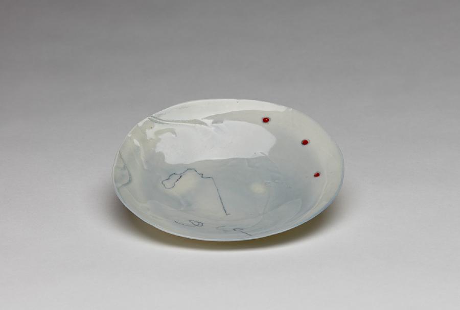 2010 - 2016, porcelain clay with underglaze and glaze, 11/2" H x 6" diameter