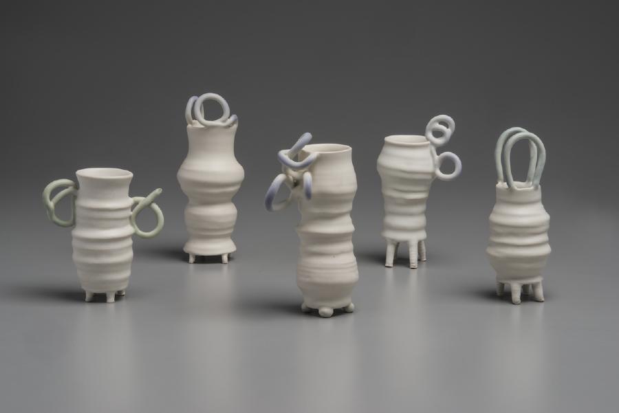2023, porcelain clay with glaze, 4" - 10" H, Collection of the Nationalmuseum, Stockholm, Sweden