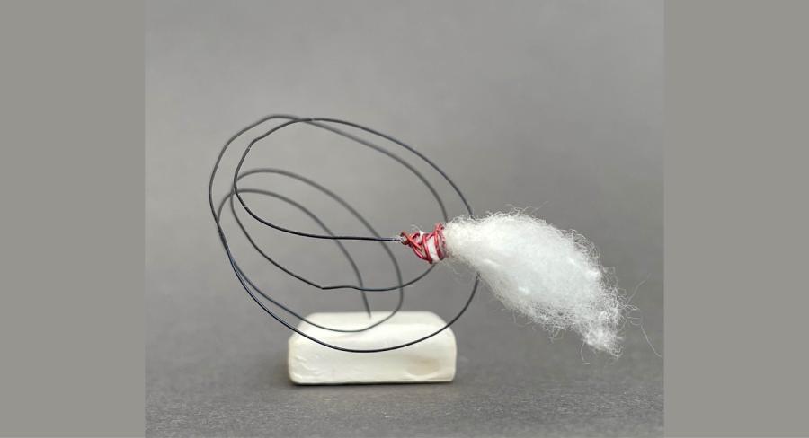 3"w and 3.5" high, cotton and wire